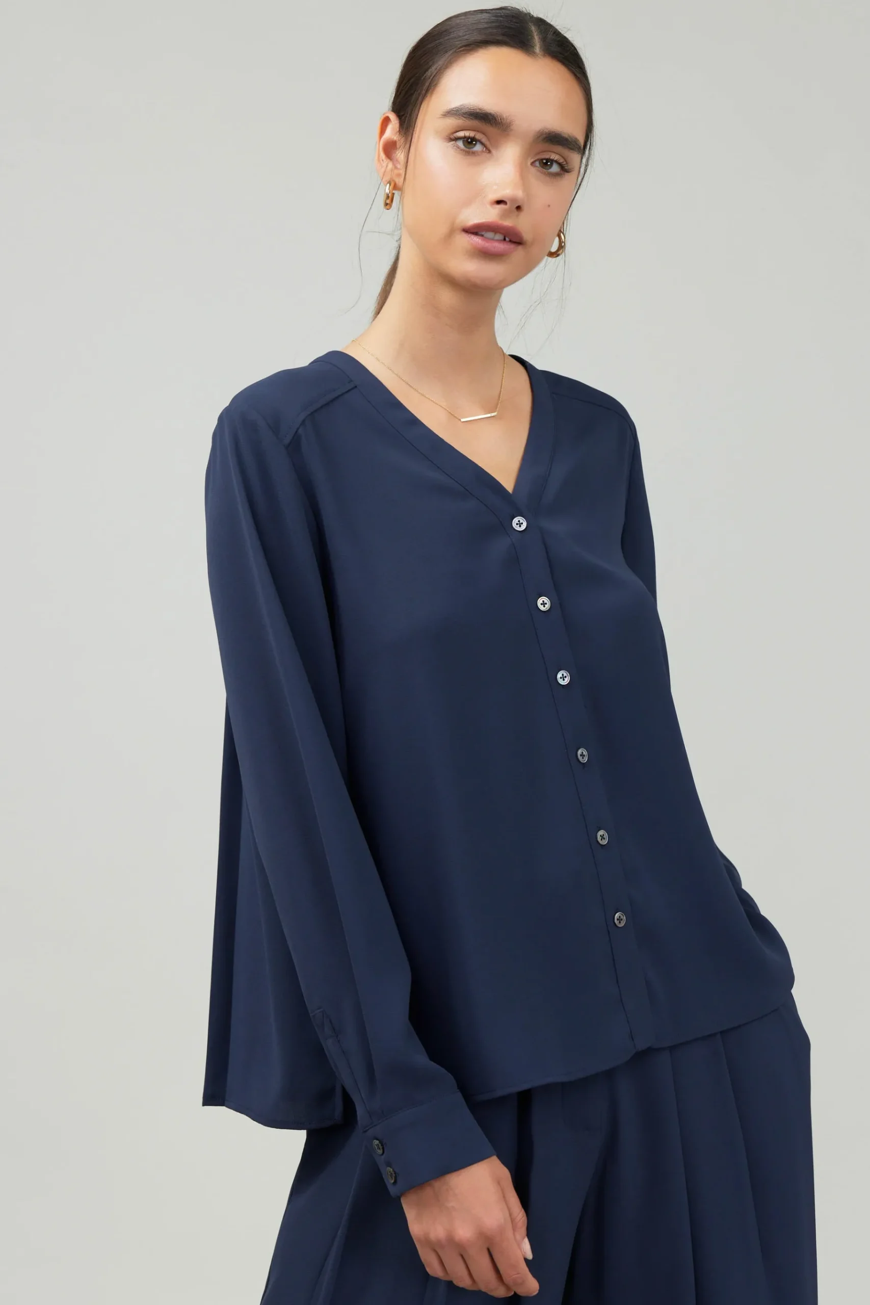 Online Buttondown Blouse Women Long Sleeve Tops