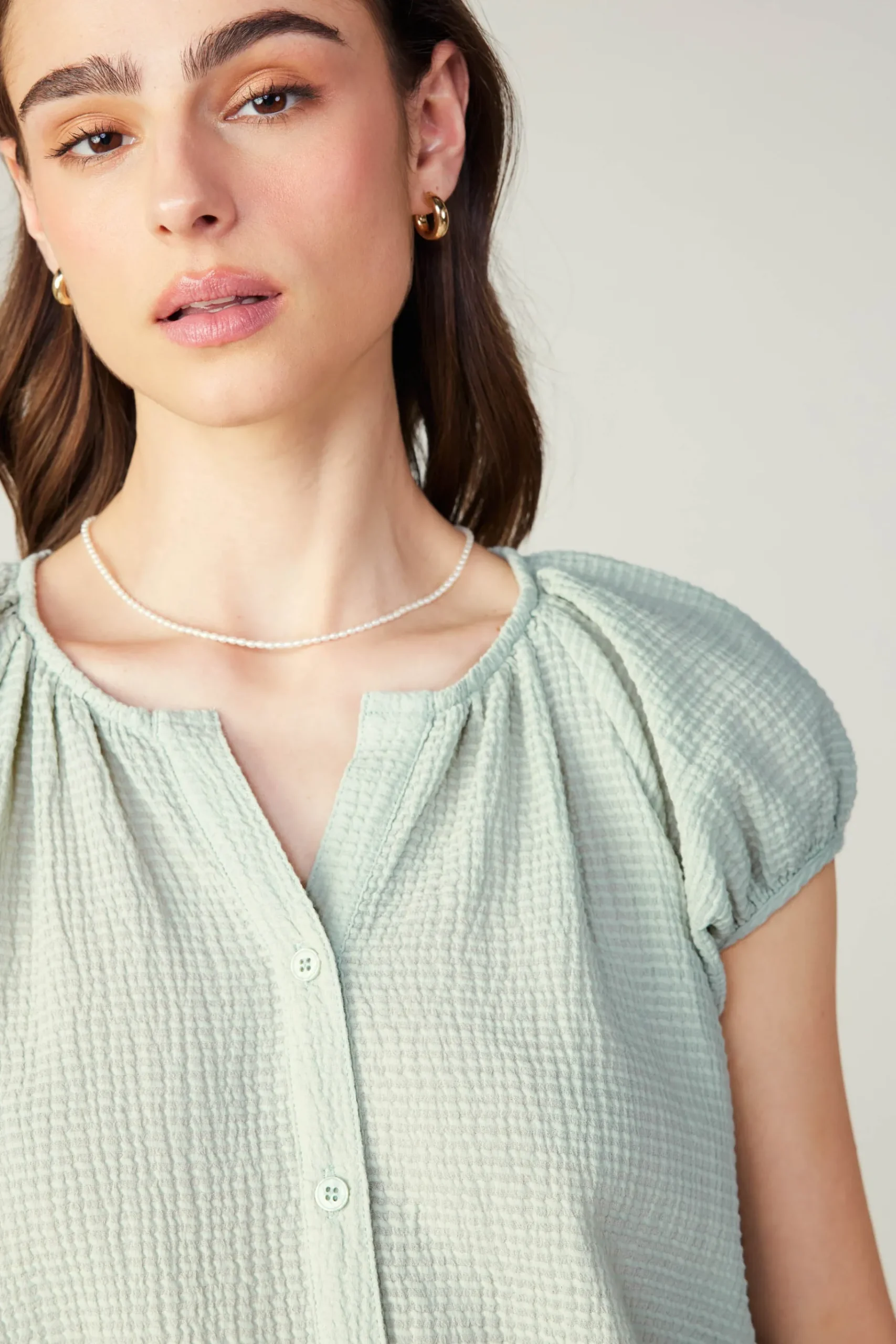 Clearance Buttoned Cotton Blouse Women Sleeveless Tops | Short Sleeve Tops