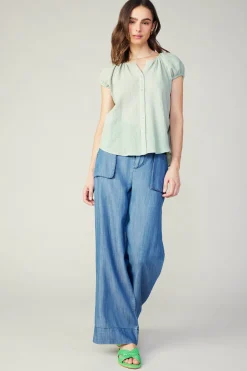 Clearance Buttoned Cotton Blouse Women Sleeveless Tops | Short Sleeve Tops