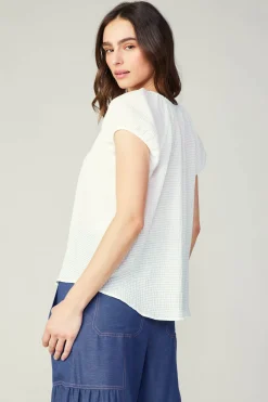 Discount Buttoned Cotton Blouse Women Sleeveless Tops
