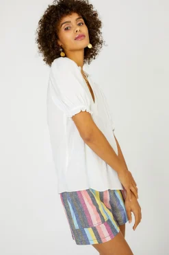 New Camelia Ruffled Blouse Women Short Sleeve Tops