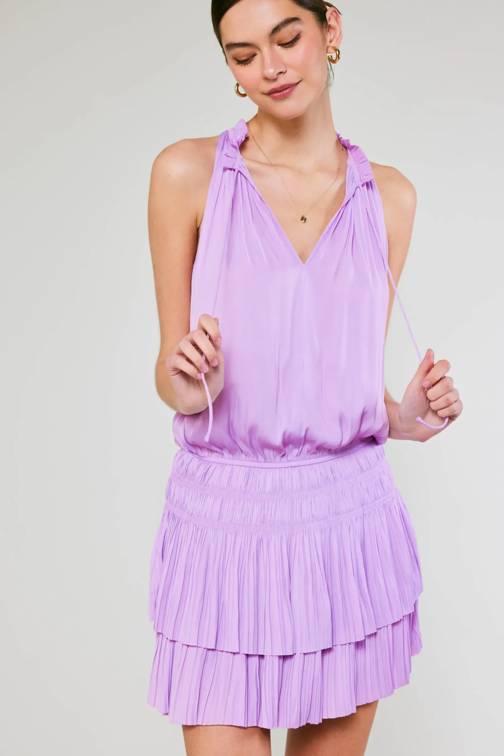 Clearance Cara Pleated Mini Dress Women Mini Dresses