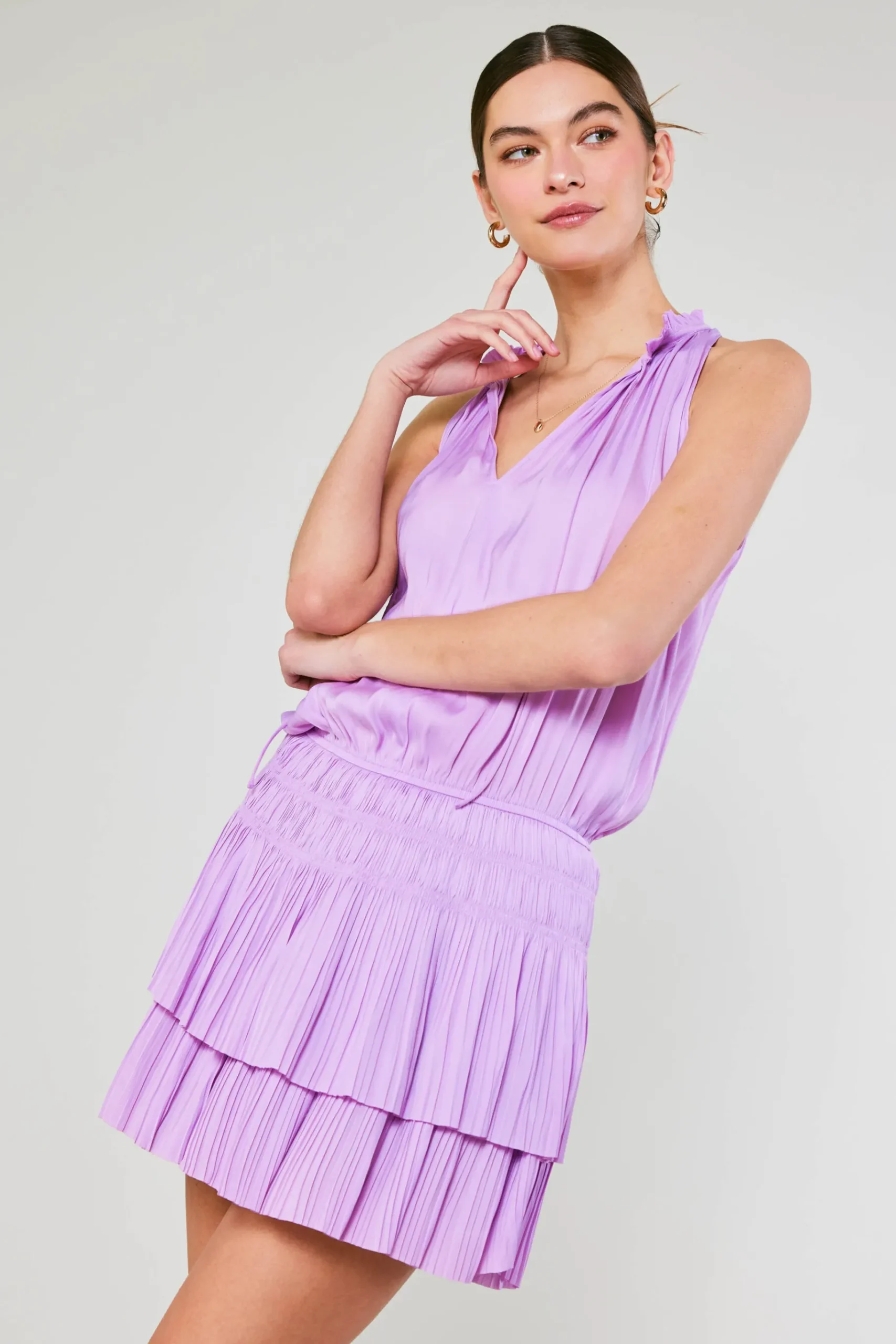Clearance Cara Pleated Mini Dress Women Mini Dresses