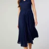 Outlet Cari Ribbed Contrast Pleated Dress Women Midi Dresses