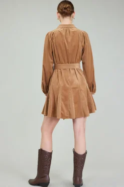 Outlet Carmel Corduroy Mini Dress Women Mini Dresses