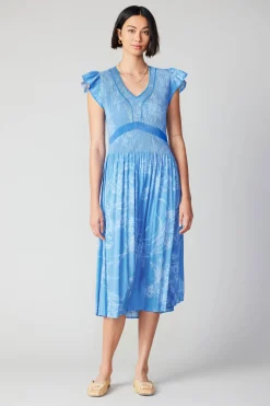 New Carolina Pleated Skirt Midi Dress Women Midi Dresses