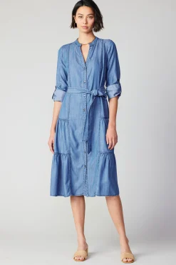 Hot Buttondown Dress Women Midi Dresses