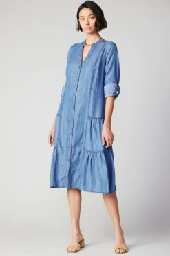 Hot Buttondown Dress Women Midi Dresses