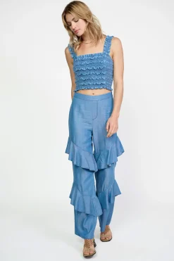 Sale Smocked Crop Top Women Sleeveless Tops