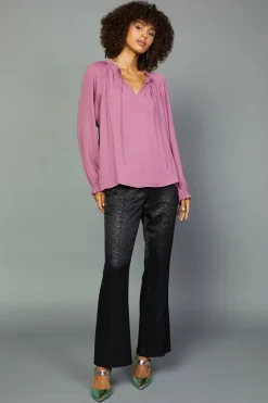 Outlet Charlotte Pleated Blouse Women Long Sleeve Tops