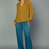 Outlet Charlotte Pleated Blouse Women Long Sleeve Tops