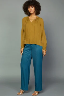 Outlet Charlotte Pleated Blouse Women Long Sleeve Tops