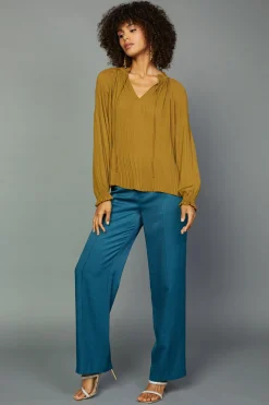Outlet Charlotte Pleated Blouse Women Long Sleeve Tops