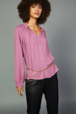 Outlet Charlotte Pleated Blouse Women Long Sleeve Tops