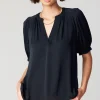 Outlet Classic V Neck Blouse Women Short Sleeve Tops