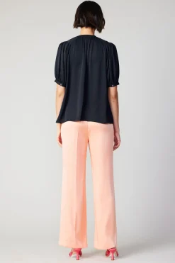 Outlet Classic V Neck Blouse Women Short Sleeve Tops