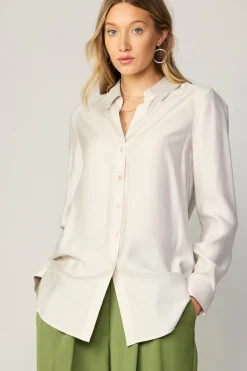 Sale Collared Button Down Shirt Women Long Sleeve Tops