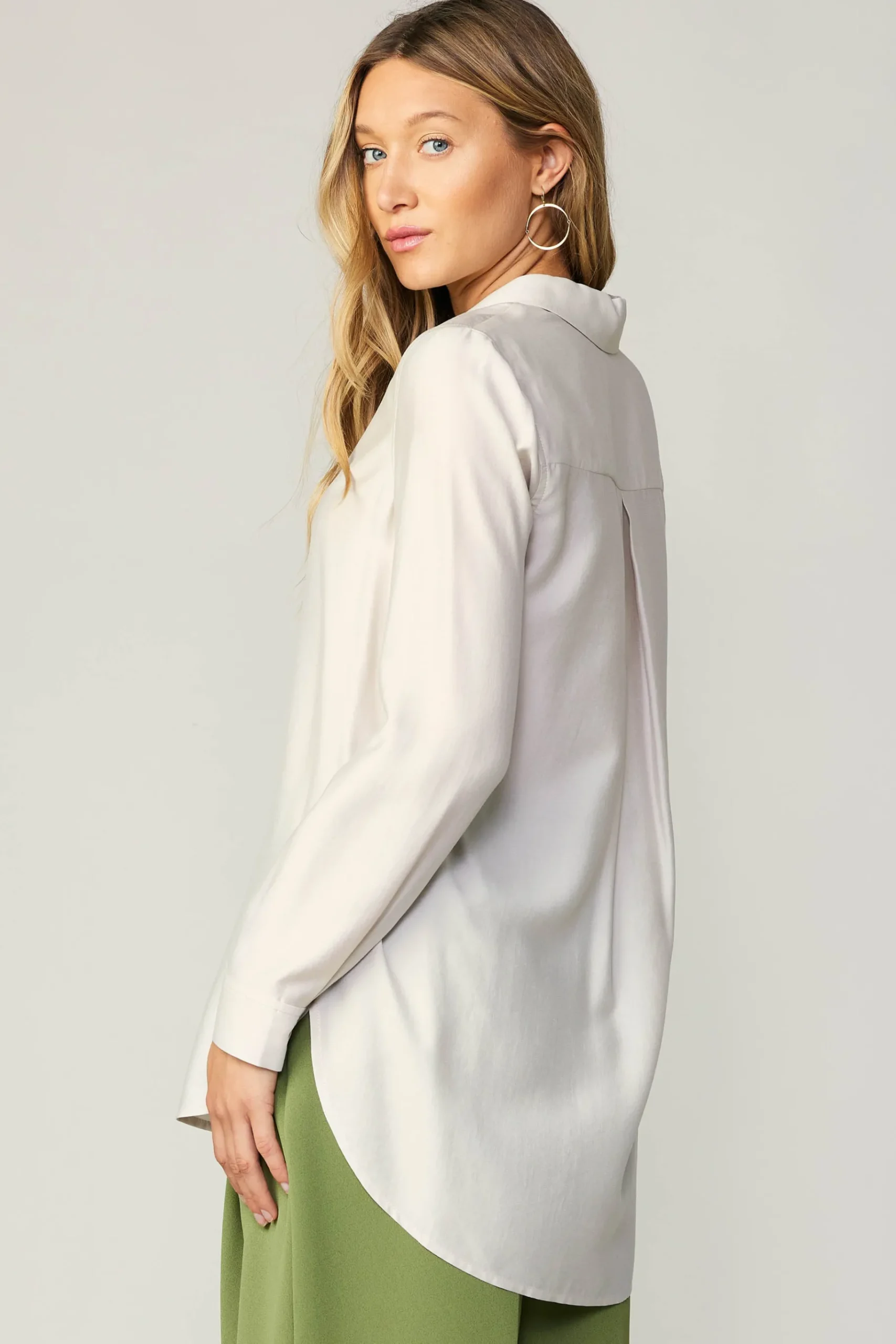 Sale Collared Button Down Shirt Women Long Sleeve Tops