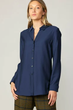 Online Collared Button Down Shirt Women Long Sleeve Tops