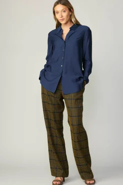 Online Collared Button Down Shirt Women Long Sleeve Tops