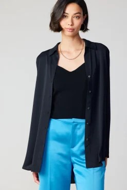 Online Collared Buttondown Shirt Women Long Sleeve Tops