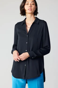 Online Collared Buttondown Shirt Women Long Sleeve Tops