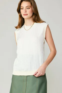Online Contrast Crewneck Top Women Sleeveless Tops | Sweaters