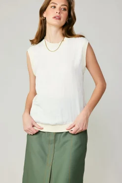 Online Contrast Crewneck Top Women Sleeveless Tops | Sweaters