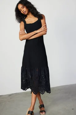 Best Contrast Lace Knit Dress Women Knitwear | Midi Dresses