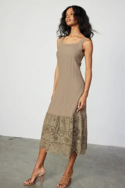 Sale Contrast Lace Knit Dress Women Knitwear | Midi Dresses