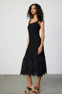 Best Contrast Lace Knit Dress Women Knitwear | Midi Dresses