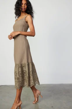 Sale Contrast Lace Knit Dress Women Knitwear | Midi Dresses