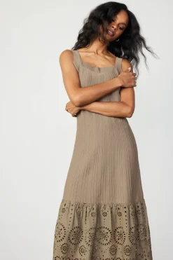 Sale Contrast Lace Knit Dress Women Knitwear | Midi Dresses