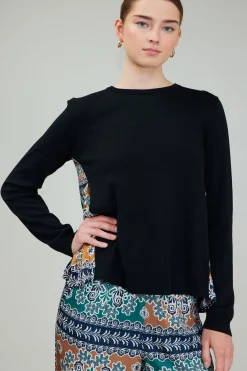 Hot Contrast Panel Sweater Top Women Knitwear | Long Sleeve Tops
