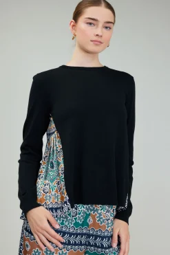 Hot Contrast Panel Sweater Top Women Knitwear | Long Sleeve Tops