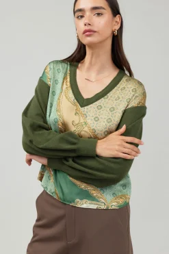 Hot Contrast Print Sweater Top Women Knitwear | Sweaters