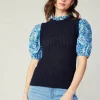 Hot Contrast Sleeve Knit Top Women Knitwear | Sweaters