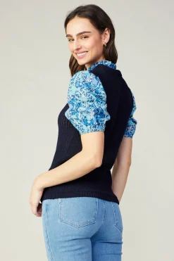 Hot Contrast Sleeve Knit Top Women Knitwear | Sweaters