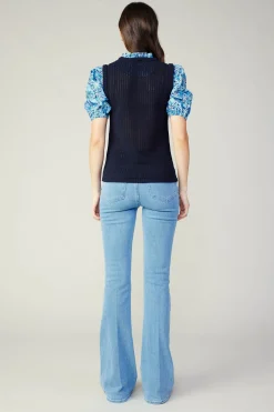 Hot Contrast Sleeve Knit Top Women Knitwear | Sweaters