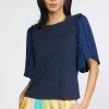 Best Contrast Sleeve Shirt Women Short Sleeve Tops