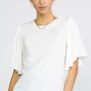 Online Contrast Sleeve Shirt Women Short Sleeve Tops