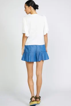 Online Contrast Sleeve Shirt Women Short Sleeve Tops
