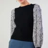 New Contrast Sleeve Sweater Top Women Knitwear | Sweaters