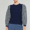 New Contrast Sleeve Sweater Top Women Knitwear | Sweaters
