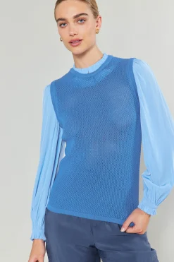 Fashion Contrast Sleeve Sweater Top Women Knitwear | Long Sleeve Tops