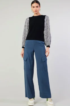 New Contrast Sleeve Sweater Top Women Knitwear | Sweaters