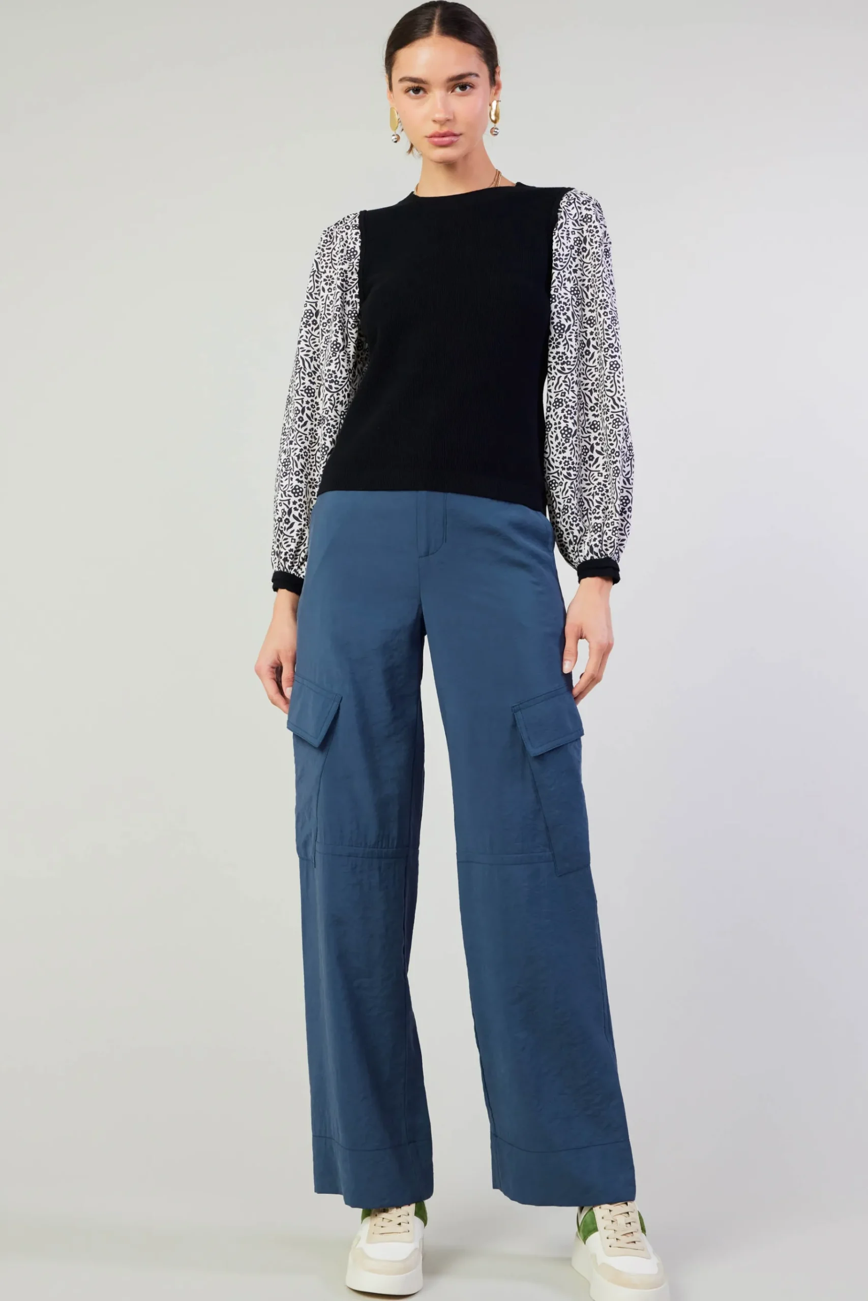 New Contrast Sleeve Sweater Top Women Knitwear | Sweaters