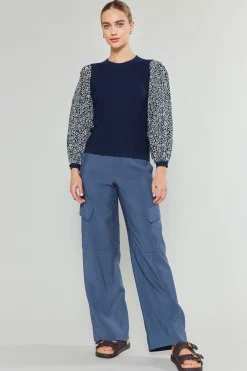 New Contrast Sleeve Sweater Top Women Knitwear | Sweaters