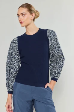 New Contrast Sleeve Sweater Top Women Knitwear | Sweaters