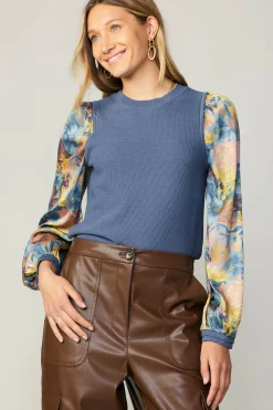 Discount Contrast Sleeve Sweater Top Women Sweaters